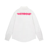 Neon Accent Letter Print Long Sleeve Button-Up Shirt
