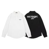 Streetwear Letter Print Long Sleeve Button-Up Shirt