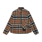 Asymmetric Patchwork Plaid Long Sleeve Button-Up Shirt