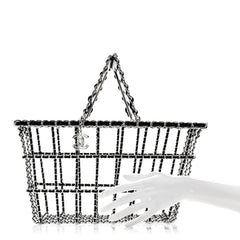 Brass Calfskin Medium Grocery By Chanel Shopping Basket Silver