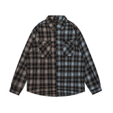 Urban Split-Tone Plaid Long Sleeve Button-Up Shirt