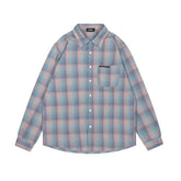 Gradient Plaid Long Sleeve Button-Up Shirt