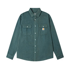Vintage Workwear Canvas & Flannel Button-Down