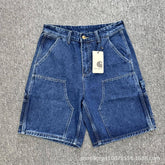 Premium Heavyweight Faded Denim Utility Shorts for Men