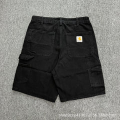 Men's Vintage Washed Denim Cargo Shorts