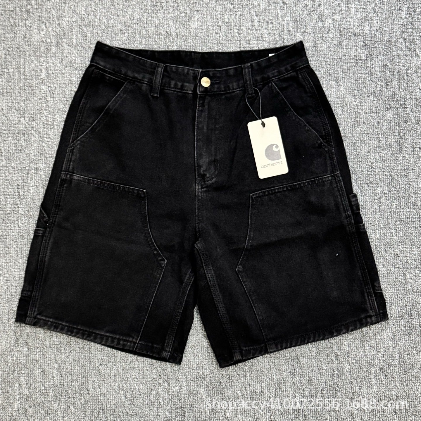 Men's Vintage Washed Denim Cargo Shorts - Loose Fit Straight Leg Jorts