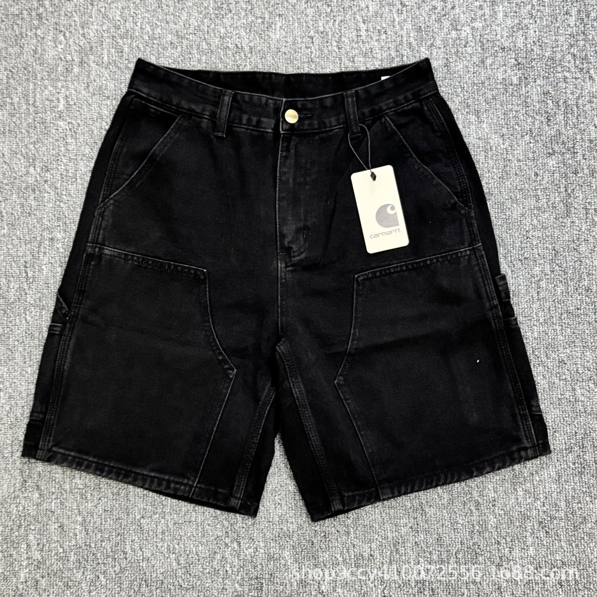 Men's Vintage Washed Denim Cargo Shorts - Loose Fit Straight Leg Jorts
