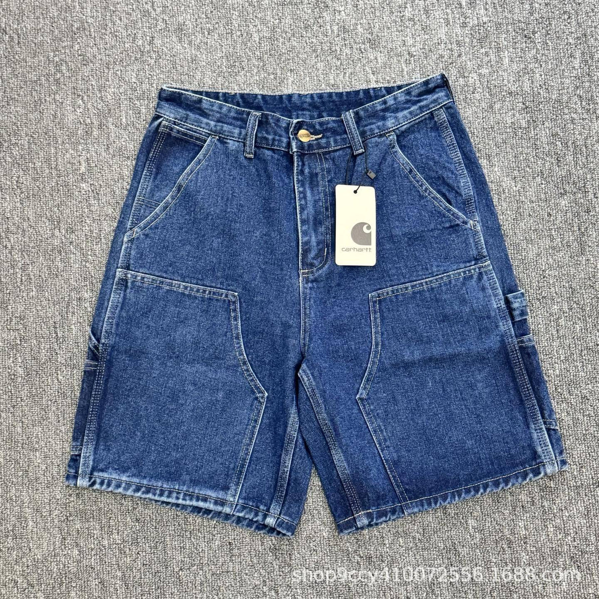 Premium Heavyweight Faded Denim Utility Shorts for Men