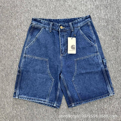 Premium Heavyweight Faded Denim Utility Shorts for Men