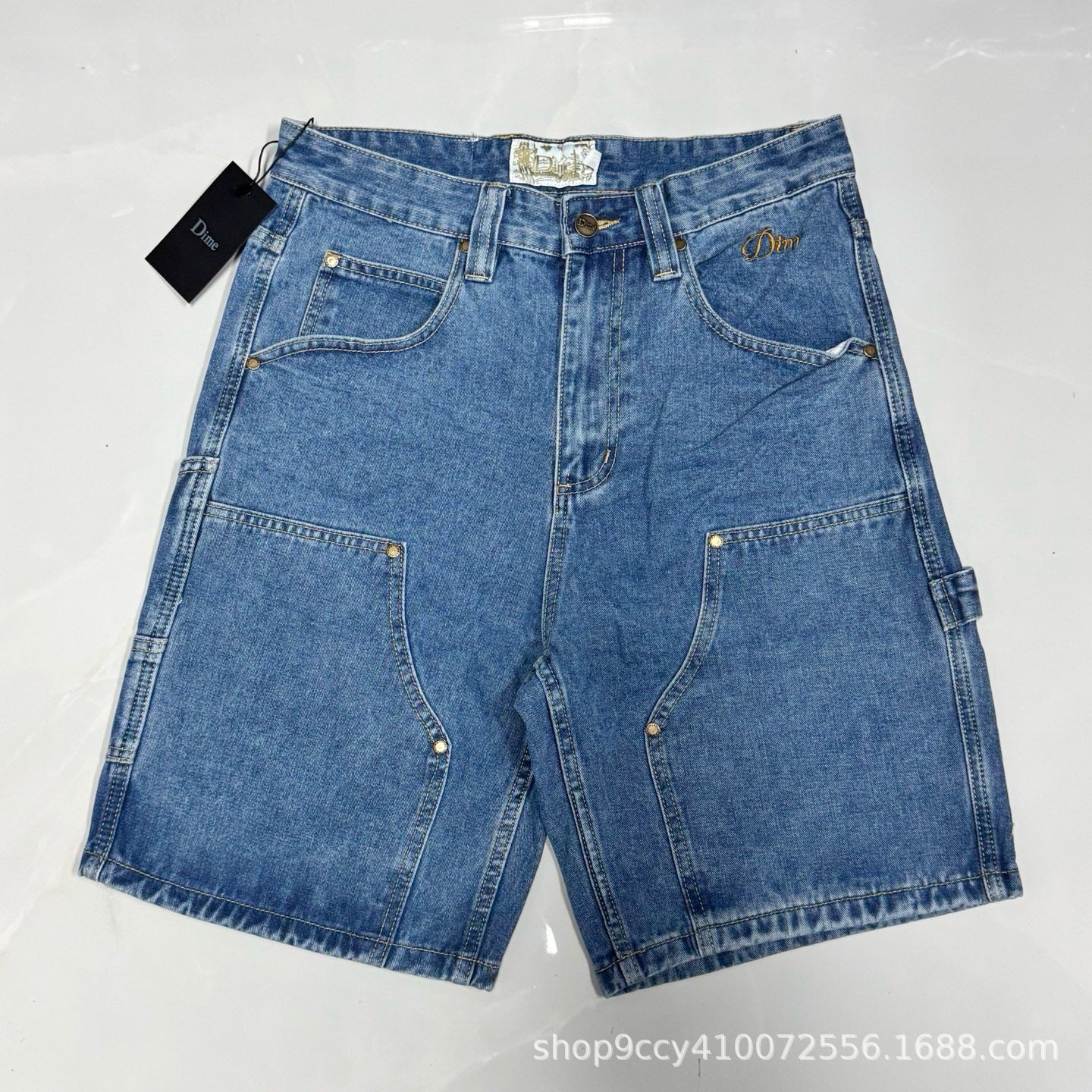 High-Density Retro Straight Leg Denim Cargo Pants