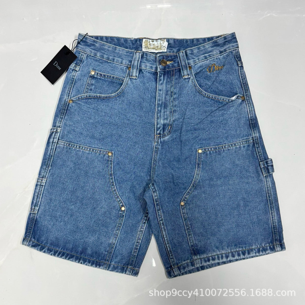 High-Density Retro Straight Leg Denim Cargo Pants