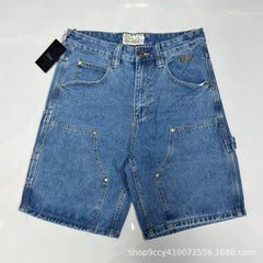 High-Density Retro Straight Leg Denim Cargo Pants