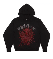 Sp5der OG Rhinestone Hoodie Black